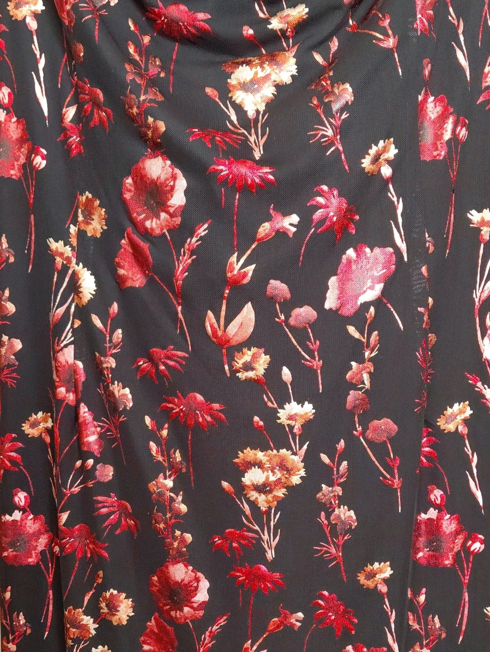 DOLLSKILL CURRENT MOOD MAXI XXL Black Slip Dress with Burnt Orange Floral Print - Picture 9 of 16